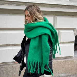 Écharpe à carreaux de couleurs arc-en-ciel pour femmes, Design de mode, marque de luxe, épaisse et chaude, avec pompon